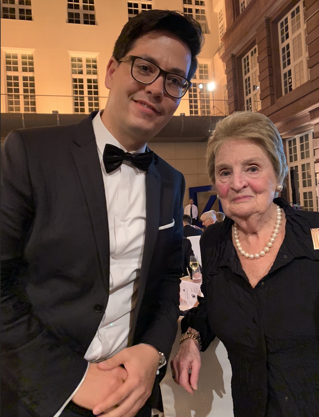 Martin-Sebastian Abel with former U.S. Secretary of State Madeleine Albright at the Aspen Institute Gala in Berlin
